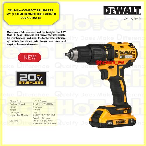 [EZM.5600785] DEWALT DCD7781D2-B1 20V MAX BL Hammer Drill Driver Kit