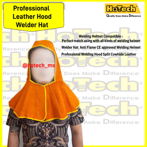 [EZM.5600799] Leather Hood Welder Hat Professional | Topi Las Bahan Kulit Sapi