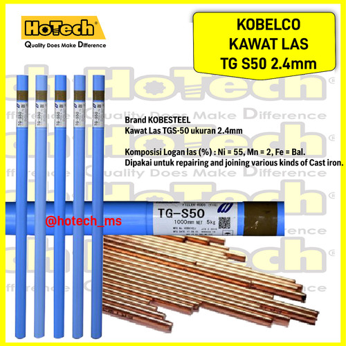 [EZM.5600804] KOBELCO Kawat Las TigRod TGS-50 | TGS-50 size 2.4 mm x 1000 mm