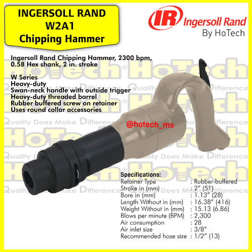 [EZM.5600808] Ingersoll Rand W2A1 Industrial Chipping Hammer | Hex Nozzle | IR W2A1
