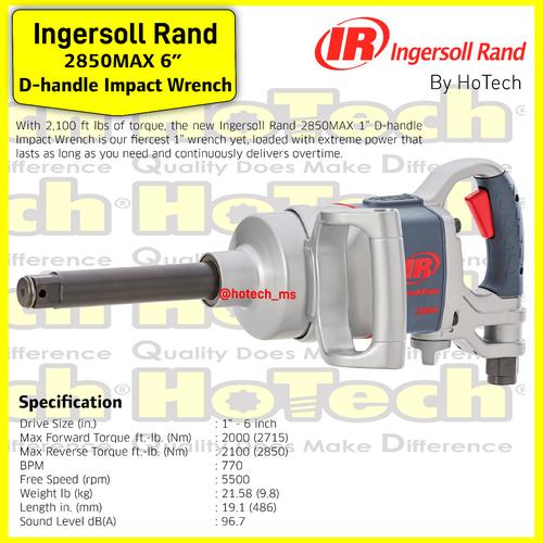 [EZM.5600817] Ingersoll Rand D-handle Impact Wrench 2850MAX-6 | IR 2850MAX-6 | 1" Sq