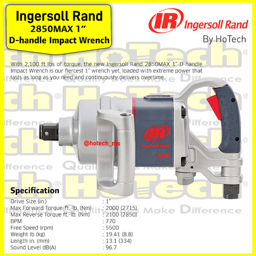 [EZM.5600818] Ingersoll Rand D-handle Impact Wrench 2850MAX | IR 2850MAX | 1" Sq Dr