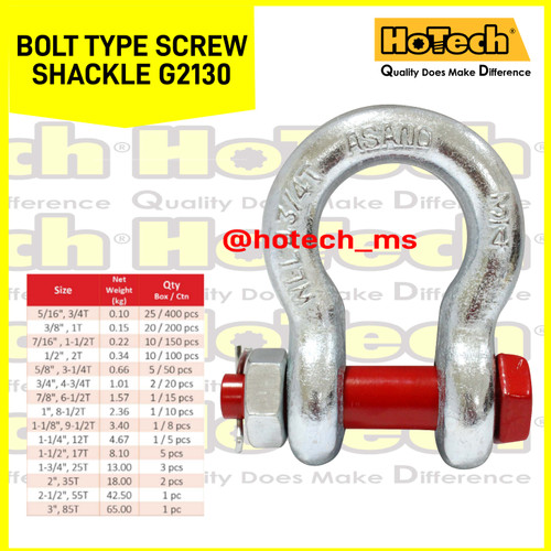 [EZM.5600832] ASANO|Bolt Type Screw Shackle G2130 |3", 85T|ORIGINAL JAPAN