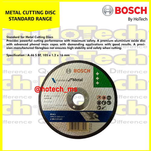 [EZM.5600849] Bosch Metal Cutting Disc Standard Range | Mata Gerinda size 105 x 1.2