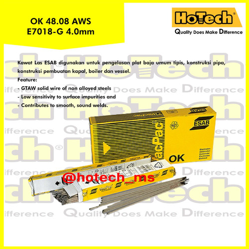 [EZM.5600856] ESAB OK 48.08 | AWS E7018-G | Size 4.0mm x 400mm | Welding Electrode