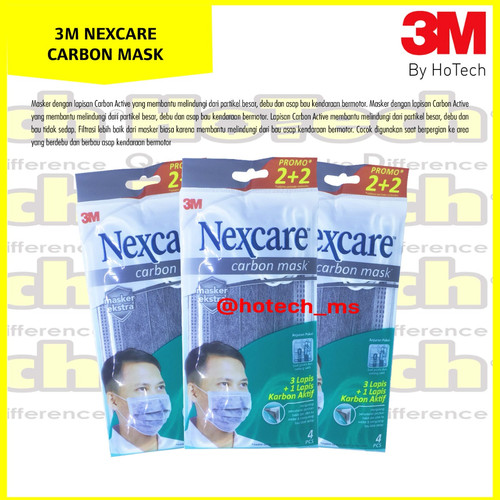 [EZM.5600867] 3M Nexcare Carbon Masker 4 Ply | Masker Carbon Nexcare 3M 3 Pack