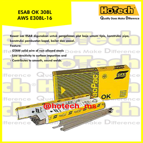 [EZM.5600917] ESAB OK 308L size 2.5 x 300mm Stick SMAW Welding Electrode | Kawat Las