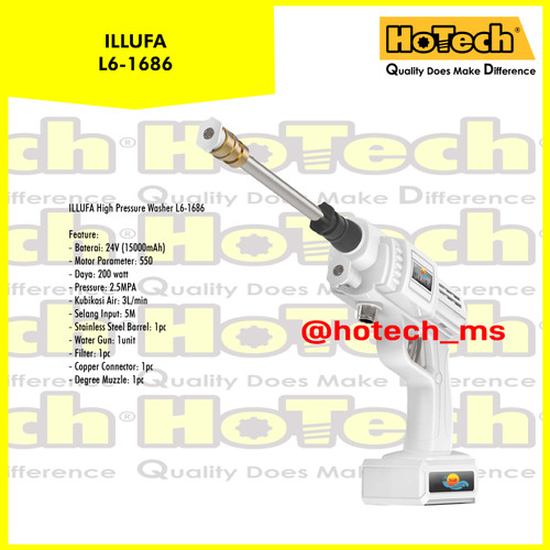 [EZM.5600923] Mesin Jet Cleaner Portable Cuci Siram Baterai 24V ILLUFA L6-1686