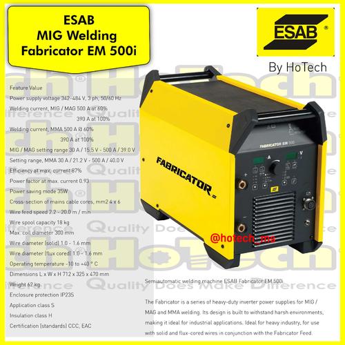 [EZM.5600942] ESAB WELDING MIG FABRICATOR EM 500i & FEED 364 | GMAW Welding Machine
