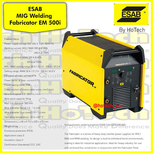 [EZM.5600942] ESAB WELDING MIG FABRICATOR EM 500i & FEED 364 | GMAW Welding Machine