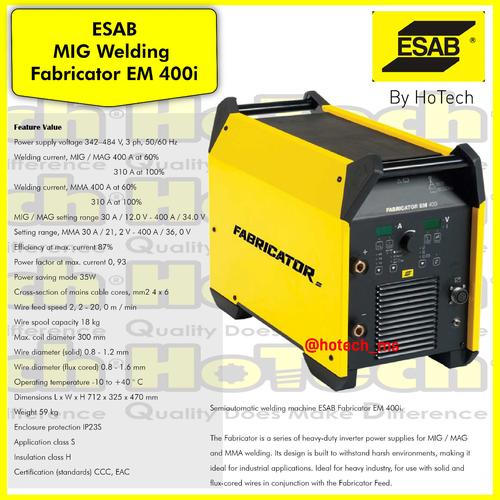 [EZM.5600944] ESAB WELDING MIG FABRICATOR EM 400i & FEED 364 | GMAW Welding Machine