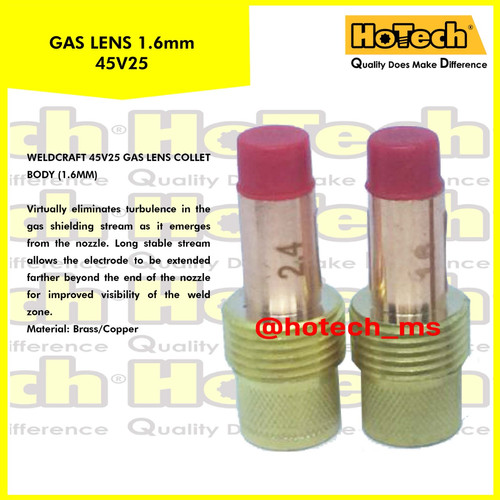 [EZM.5600962] Gas Lens Collet Body 1/16" 45V25 1.6mm For Torch WP-17 & WP-18 & WP-26
