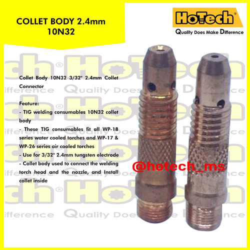 [EZM.5600963] Collet Body 3/32" 10N32 2.4mm For Tig Torch WP-17 & WP-18 & WP-26