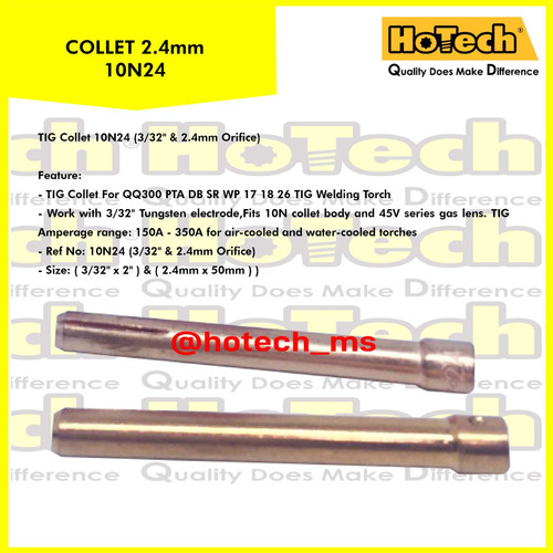 [EZM.5600964] Collet 3/32" 10N24 2.4mm For Welding Tig Torch WP-17 & WP-18 & WP-26