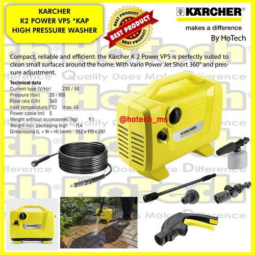 [EZM.5600980] Karcher High Pressure Washer K2 POWER VPS *KAP 1100 Watt 100 Bar