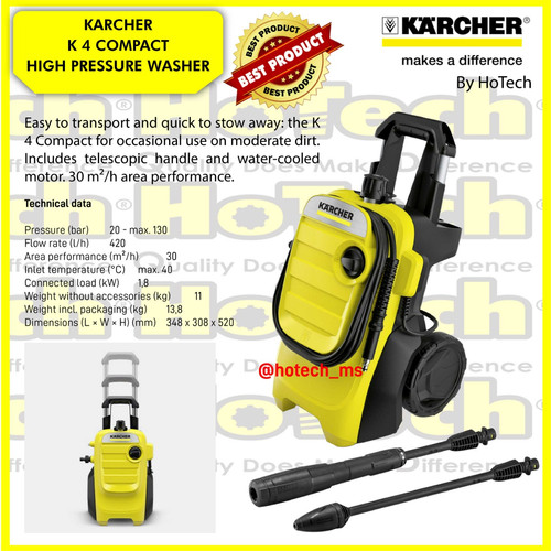 [EZM.5600982] Karcher High Pressure Washer K 4 COMPACT 1800 Watt 130 Bar