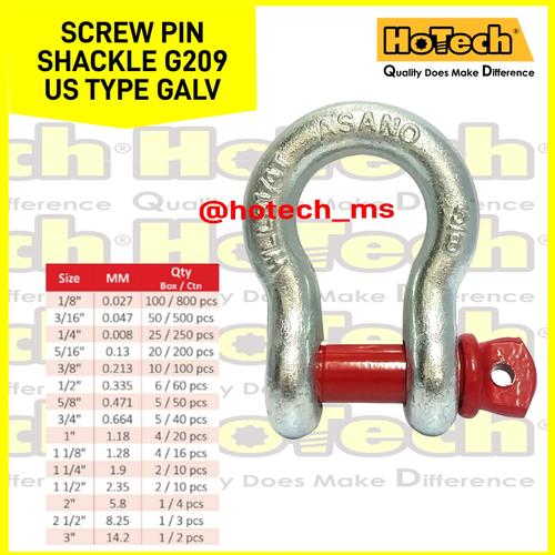[EZM.5601001] Screw Pin Shackle 1"-8.1/2T | ASANO | Shackle Screw Pin | ORI JAPAN