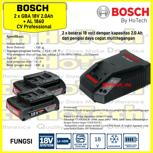 [EZM.5601025] Battery 18V 2.0Ah + Charger | BOSCH | Starter Kit Battery & Charger