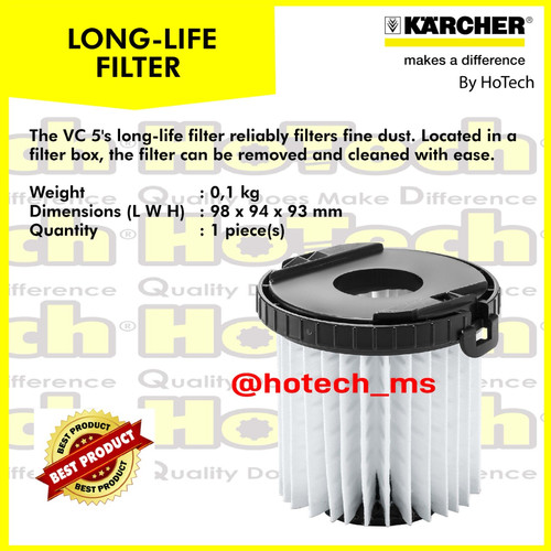 [EZM.5601039] KARCHER | LONG-LIFE FILTER | FOR VACUUM CLEANER VC 5 | VC 5 PREMIUM