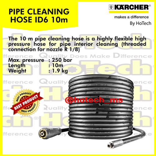 [EZM.5601041] Karcher Pipe cleaning hose, ID 6, 10 m, max. 250 bar for Professional