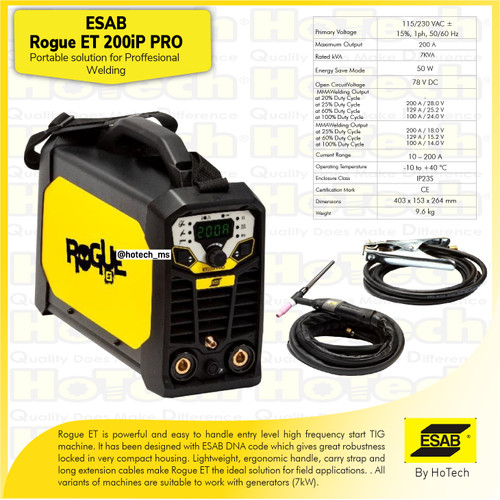 [EZM.5601055] ESAB Rogue ET 200iP PRO | TIG 200 Tig Welding Machine | Mesin Las TIG
