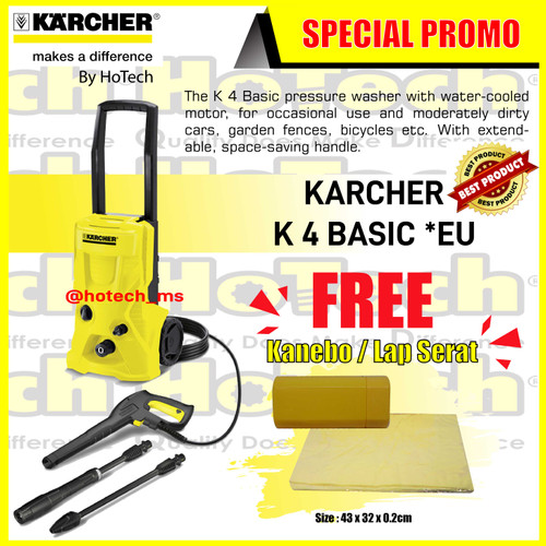 [EZM.5601122] Karcher K 4 Basic High Pressure Washer 130 BAR + Bonus Lap KANEBO