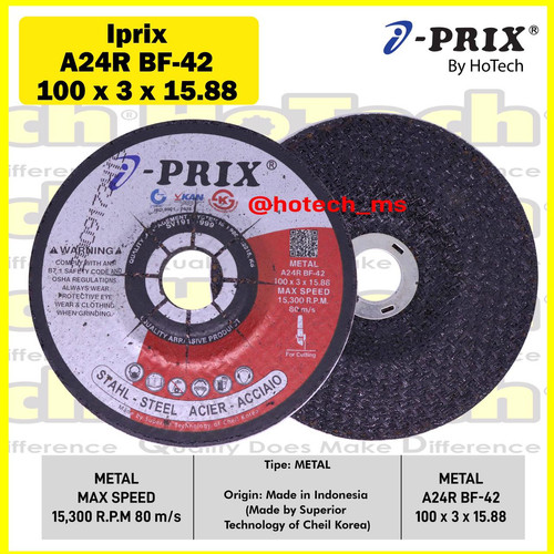 [EZM.5601136] Batu Gerinda Cutting Disc 100 x 3.0 x 15.88 | I-PRIX | Metal