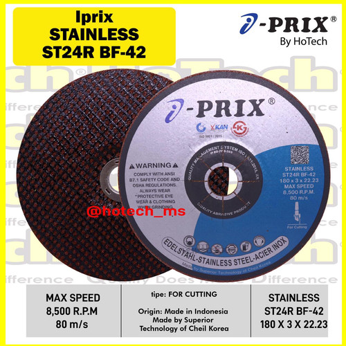 [EZM.5601146] Batu Gerinda Cutting Disc 180 x 3.0 x 22.23 | I-PRIX | Stainless ST24