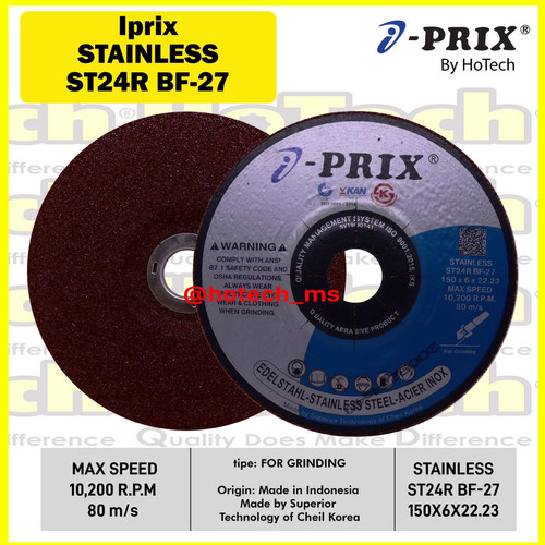 [EZM.5601149] Batu Gerinda Grinding Disc 150 x 6.0 x 22.23 | I-PRIX | Stainless ST24