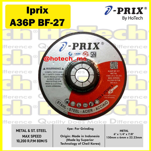 [EZM.5601151] Batu Gerinda Grinding Disc 150 x 6.0 x 22.23 | I-PRIX | Metal