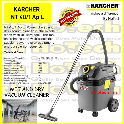 [EZM.5601185] Karcher Wet & Dry Prof Vacuum Cleaner NT 40/1 Ap L 1380 Watt Tank 40L