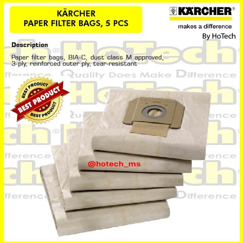 [EZM.5601187] Karcher Paper Filter Bags For NT 70 Professional Vacuum Cleaner