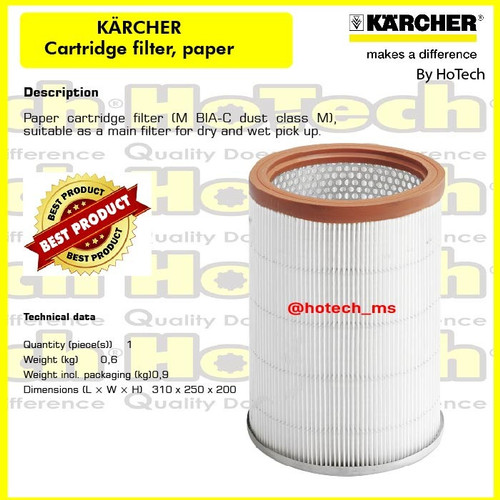 [EZM.5601189] Karcher Cartridge Filter For Vacuum Cleaner NT 70/2 ME Classic