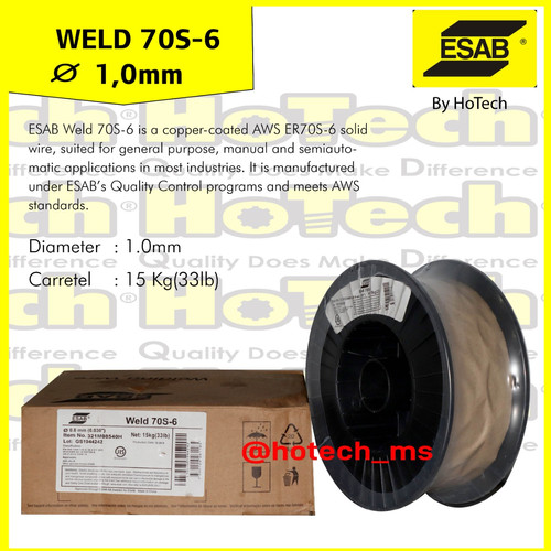 [EZM.5601216] ESAB Mig Wire | Kawat Las Wire | WELD ER 70S-6 | Dia 1.0 mm x 15 Kgs