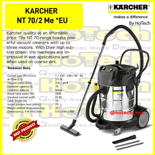 [EZM.5601218] Karcher Wet And Dry Vacuum Cleaner NT 70/2 Me *EU 2300 Watt Tank 70L