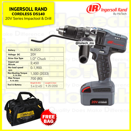 [EZM.5601220] IR-D5140-20V-K1 | Cordless Drill 13mm | Ingersoll Rand (Unit Only)