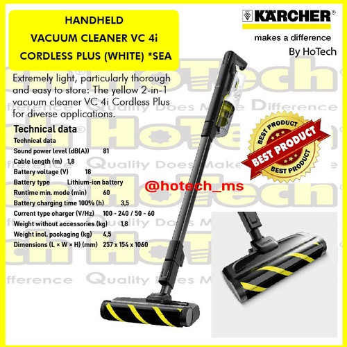 [EZM.5601240] HANDHELD VACUUM CLEANER VC 4i CORDLESS PLUS (WHITE) | KARCHER VC 4i