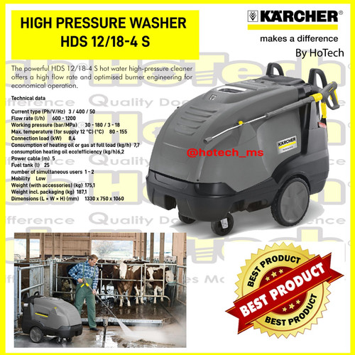 [EZM.5601247] KARCHER HOT WATER HIGH PRESSURE WASHER HDS 12/18-4 S SUPER CLASS PROF