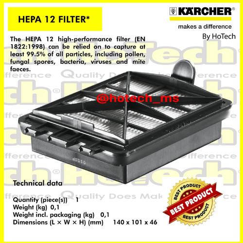 [EZM.5601283] KARCHER HEPA 12 FILTER | Hepa Filter | Hepa 12 Filter For VC Series