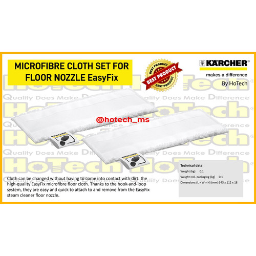 [EZM.5601324] Karcher MICROFIBRE CLOTH SET FLOOR NOZZLE EasyFix FOR STEAM CLEANER