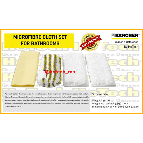 [EZM.5601333] Karcher MICROFIBRE CLOTH SET FOR BATHROOMS FOR STEAM CLEANER