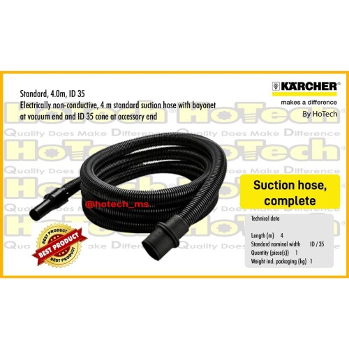[EZM.5601341] Karcher Suction Hose 4M, Complete For Vacuum Cleaner NT Series