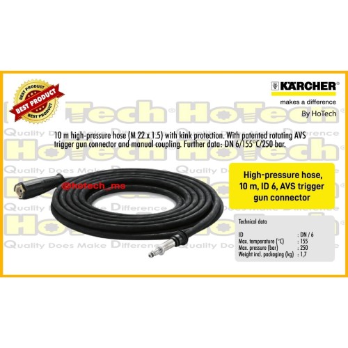 [EZM.5601352] Karcher High Pressure Hose, 10 m, ID 6, AVS Trigger Gun Connector