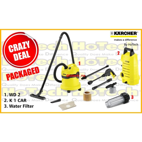[EZM.5601365] Karcher Crazy Deal Paket WD 2 & K 1 Car w/Water Filter-Paket Termurah