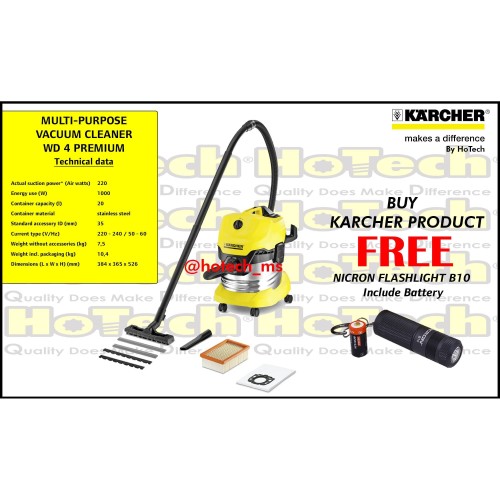 [EZM.5601385] Mesin Penyedot Debu Karcher WD 4 Premium Multi-Purpose Vacuum Cleaner