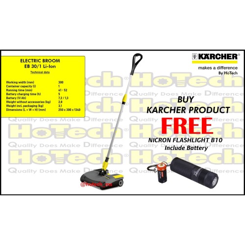 [EZM.5601391] Karcher Battery-Operated Dry Vacuum Cleaner EB 30/1 Li-Ion + Promo B10