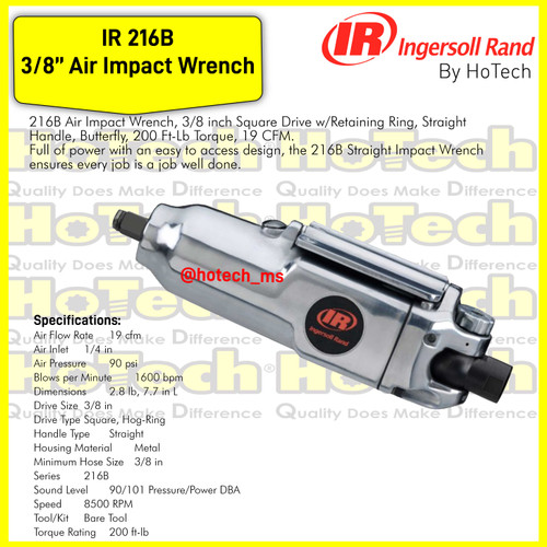 [EZM.5601413] Ingersoll Rand | 216B | SQ 3/8" Straight Compact Impact Wrench