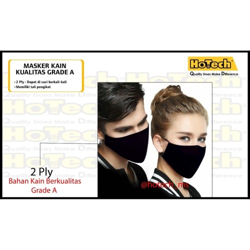 [EZM.5601435] Masker Kain Hitam 2 Ply Termurah Kualitas Premium Grade A Paket 12 Pcs