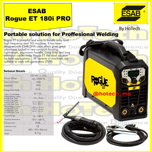 [EZM.5601495] ESAB Welding Machine TIG Mesin Las | Buddy TIG 160 | Rogue ET 180i PRO