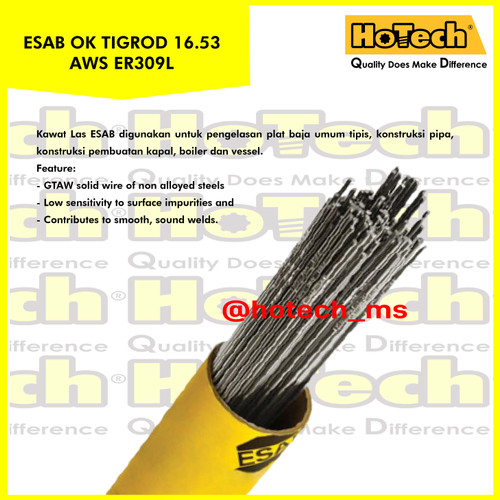[EZM.5601496] ESAB OK 16.53 TIGROD 309L | Size 2.4 x 1000mm | Kawat Las GTAW